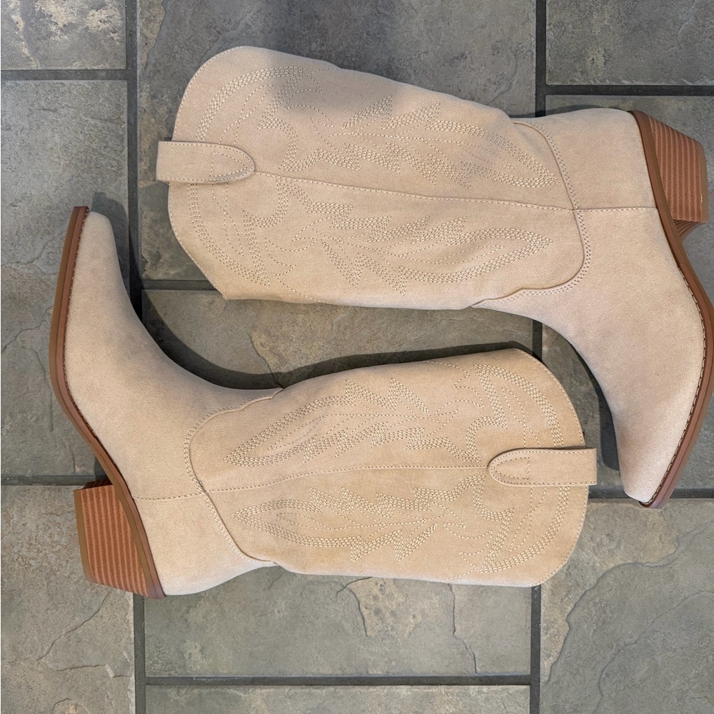Madden Girl Cream Suede Western Boots